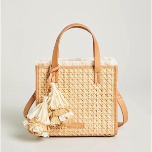 Spartina 449 Cane Dune Satchel Pecan Raffia Tassel Bag